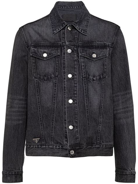 prada denim vest|Prada denim blouson jacket.